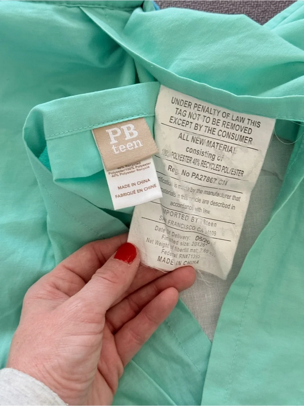 Pottery Barn Teen Dunes Tie Dye Standard Sham Green Blue